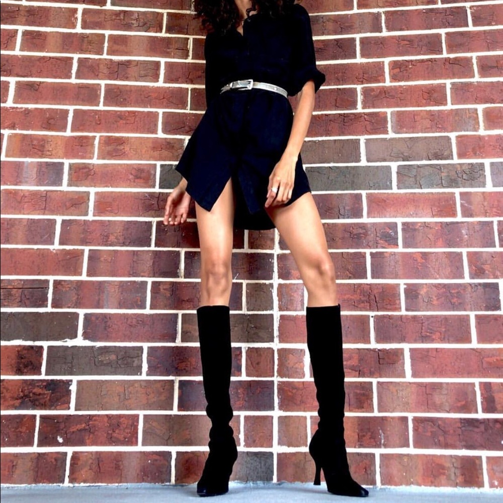 Black Suede Stuart Weitzman Boots